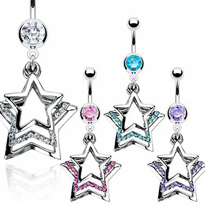 Piercing nombril triple étoile