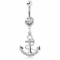 Piercing nombril ancre marine strass