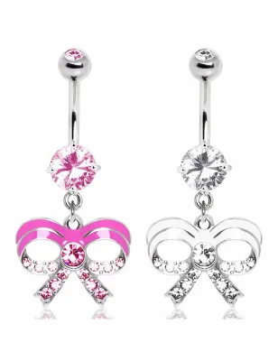 Piercing nombril noeud brillant