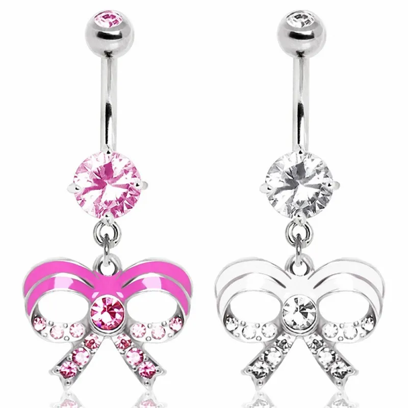 Piercing nombril noeud brillant