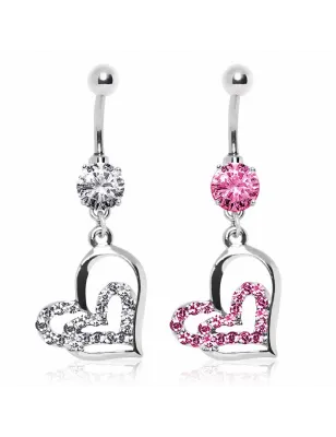 Piercing nombril double coeurs