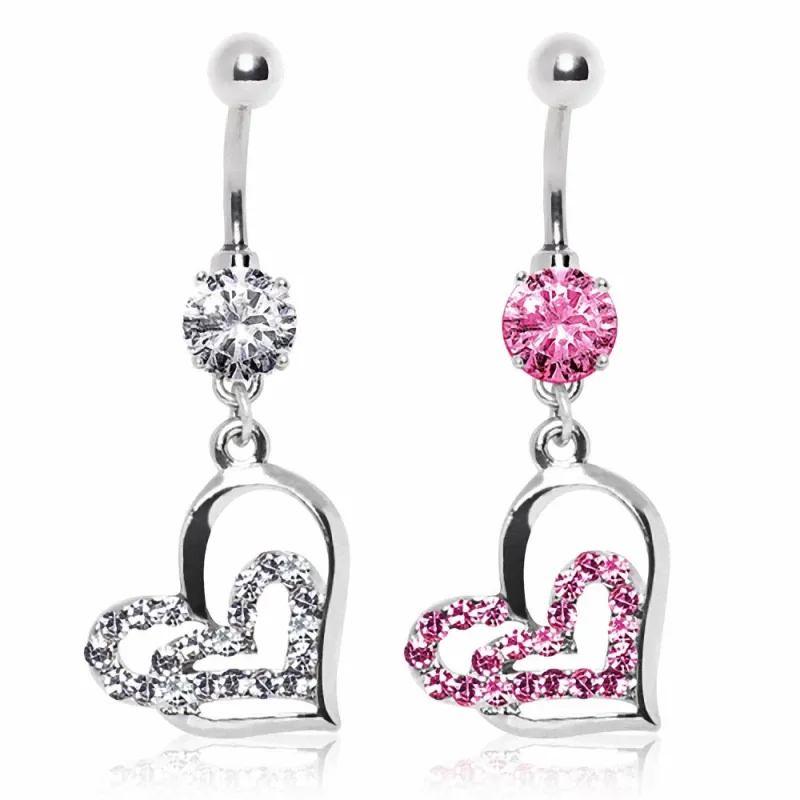 Piercing nombril double coeurs