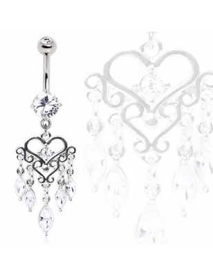 Piercing nombril chandelier coeur