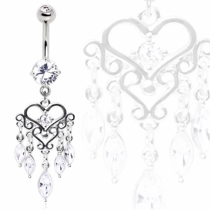 Piercing nombril chandelier coeur
