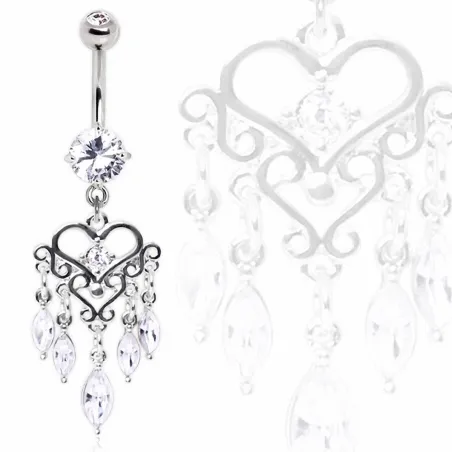Piercing nombril chandelier coeur