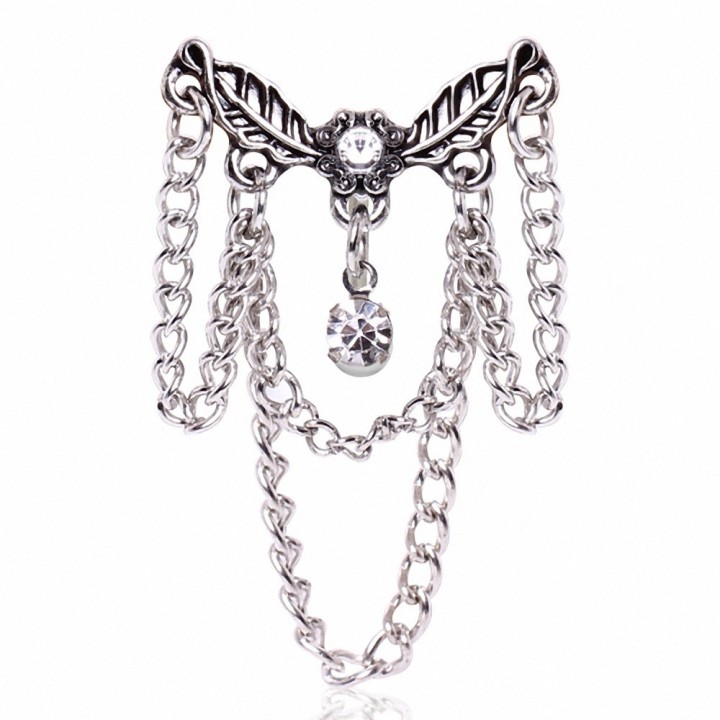 Piercing nombril inversé feuilles chaines