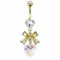 Piercing nombril plaqué or ruban coeur