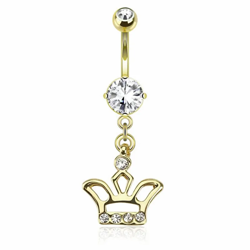 Piercing nombril plaqué or pendentif couronne Piercing nombril plaqué or pendentif couronne