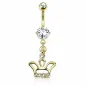 Piercing nombril plaqué or pendentif couronne Piercing nombril plaqué or pendentif couronne