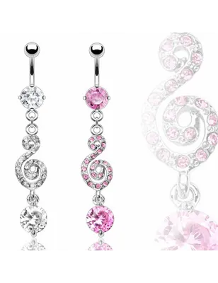 Piercing nombril clef de sol strass