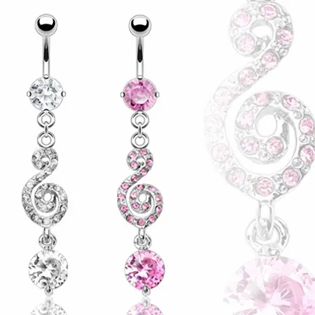 Piercing nombril clef de sol strass