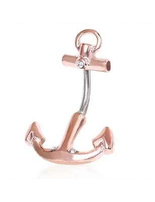 Piercing nombril ancre marine or rosé