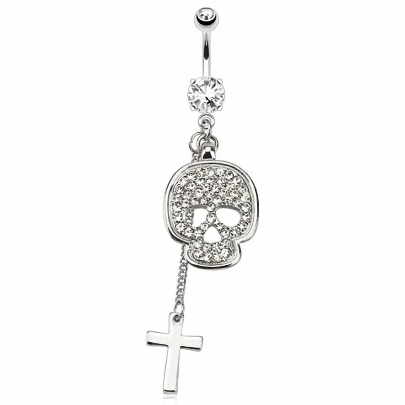 Piercing nombril tête de mort croix Piercing nombril tête de mort croix