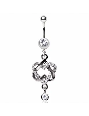 Piercing nombril coeurs entrelacés