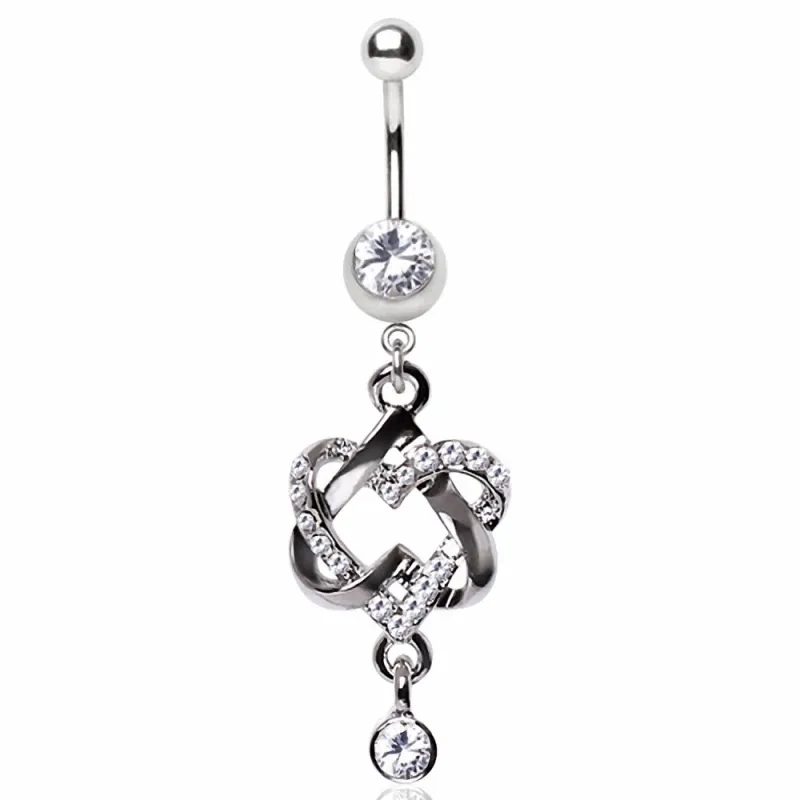 Piercing nombril coeurs entrelacés