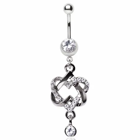 Piercing nombril coeurs entrelacés