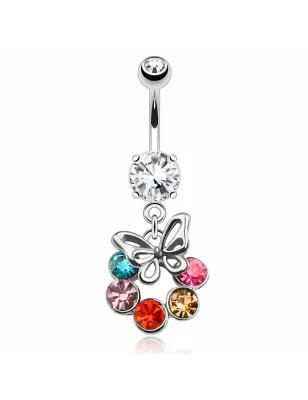 Piercing nombril Papillon cercle de gemmes