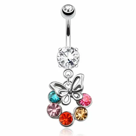 Piercing nombril Papillon cercle de gemmes