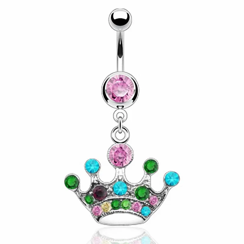 Piercing nombril couronne multicolore