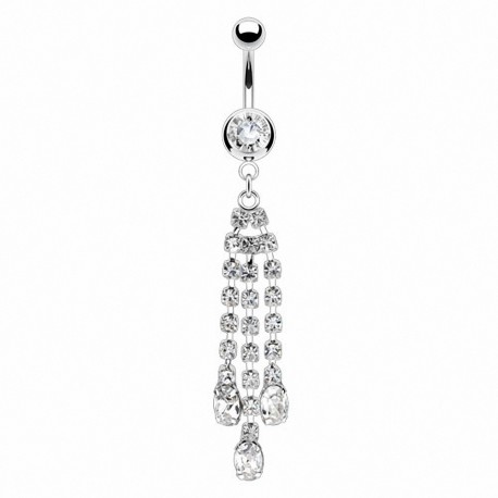 Piercing nombril 3 chaines strass
