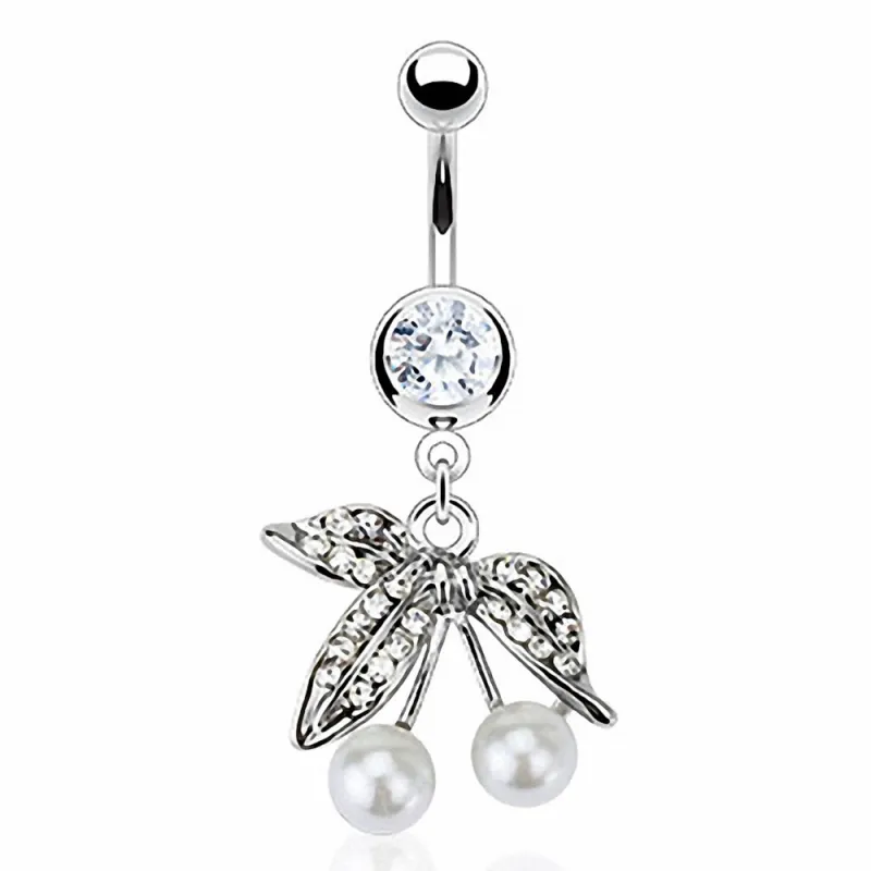 Piercing nombril cerise perle
