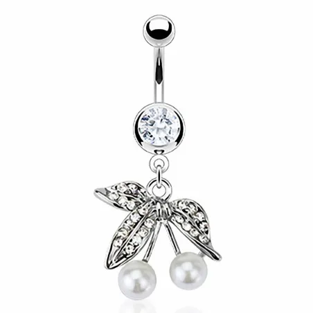 Piercing nombril cerise perle