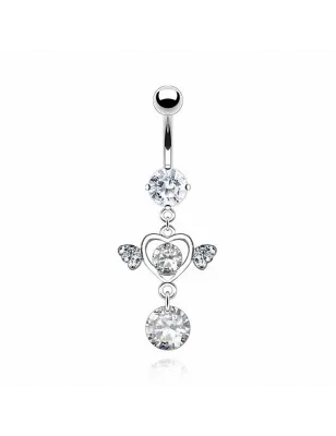 Piercing nombril coeur ailé