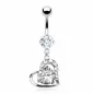 Piercing nombril coeur pierre ronde