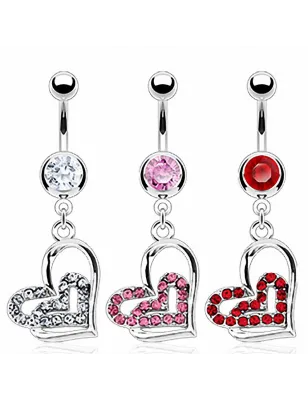 Piercing nombril double coeur strass