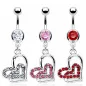 Piercing nombril double coeur strass