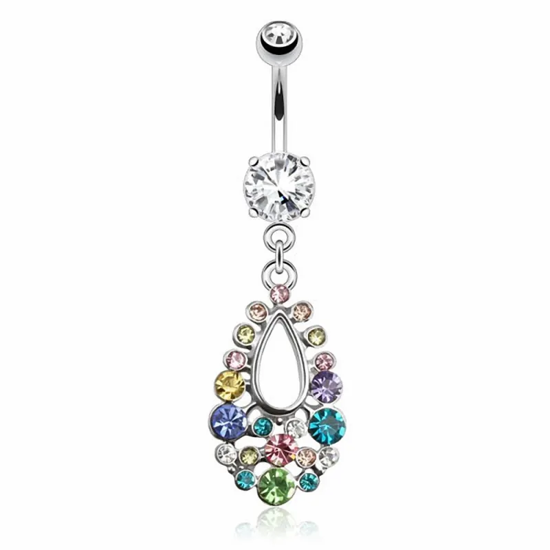 Piercing nombril goutte gemmes