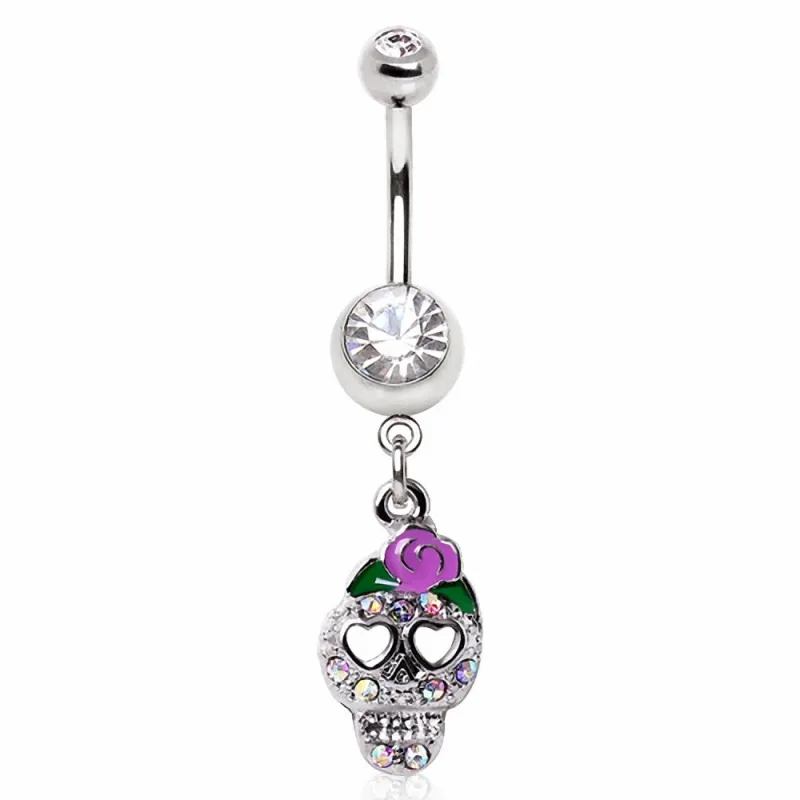 Piercing nombril skull fleur