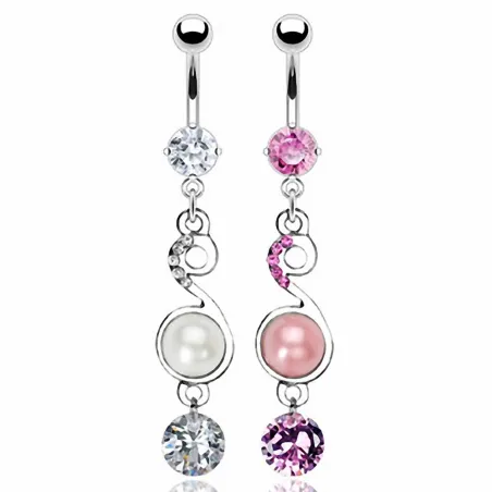 Piercing nombril clef de sol perle