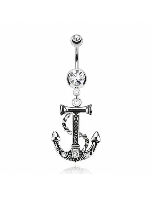 Piercing nombril ancre gemmes
