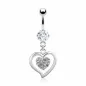 Piercing nombril coeur avec strass
