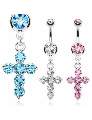 Piercing nombril pendentif croix