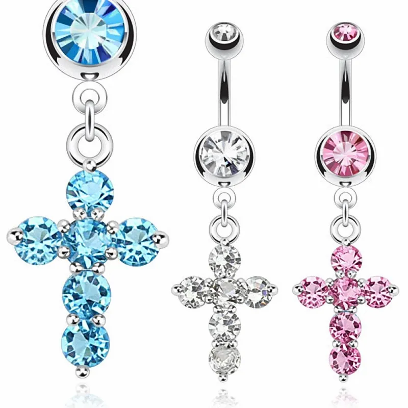 Piercing nombril pendentif croix