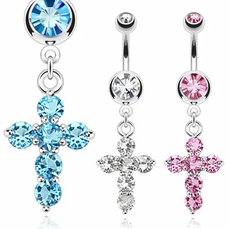 Piercing nombril pendentif croix