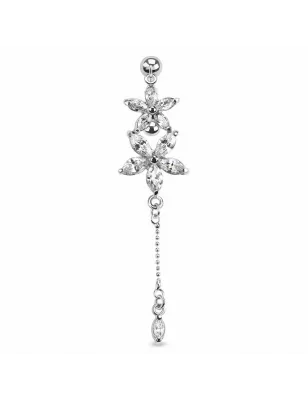 Piercing nombril inversé double fleurs