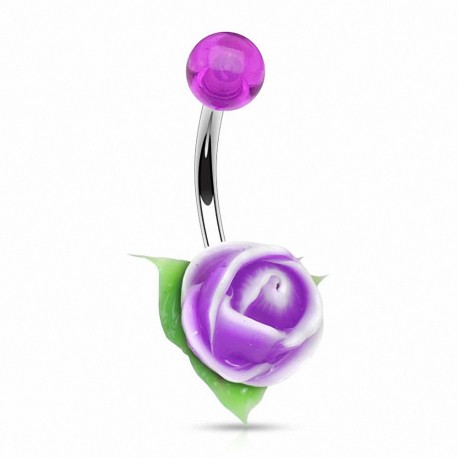 Piercing nombril rose silicone bicolore