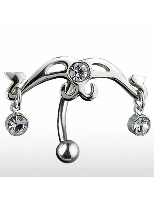 Piercing nombril inversé tribal strass