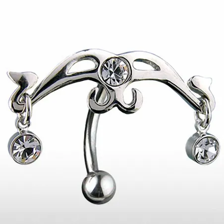 Piercing nombril inversé tribal strass