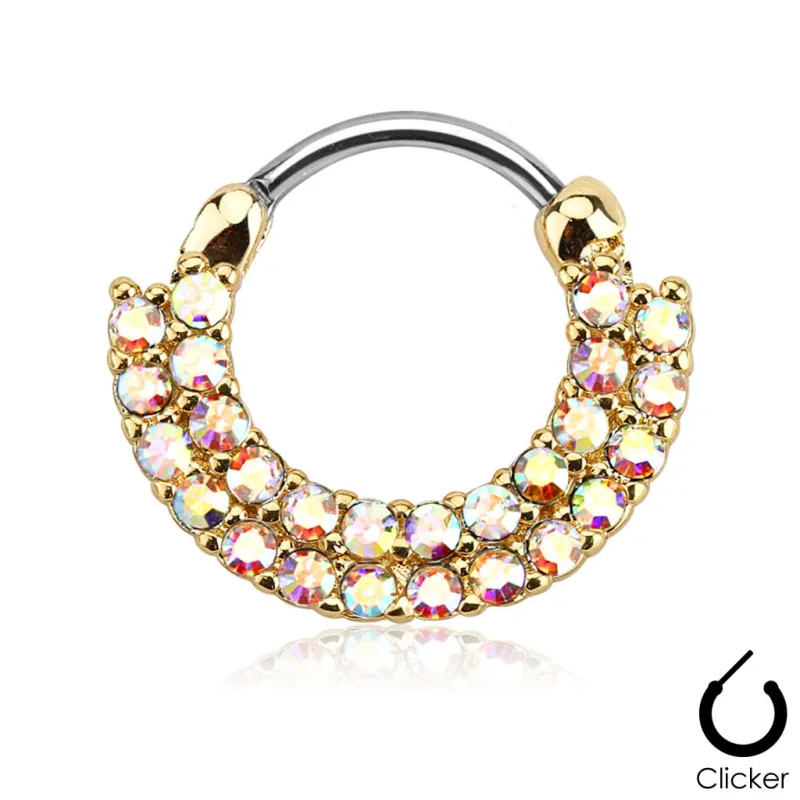 Piercing septum rond doré double Piercing septum rond doré double