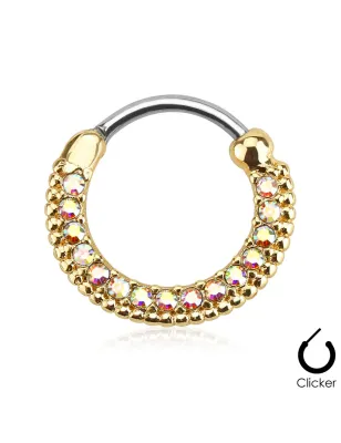 Piercing septum rond doré strass