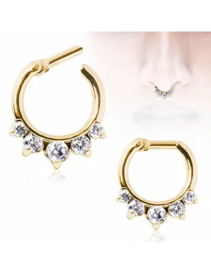 Piercing septum plaqué or cinq gemmes