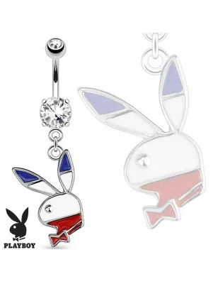 Piercing nombril Playboy bleu blanc rouge