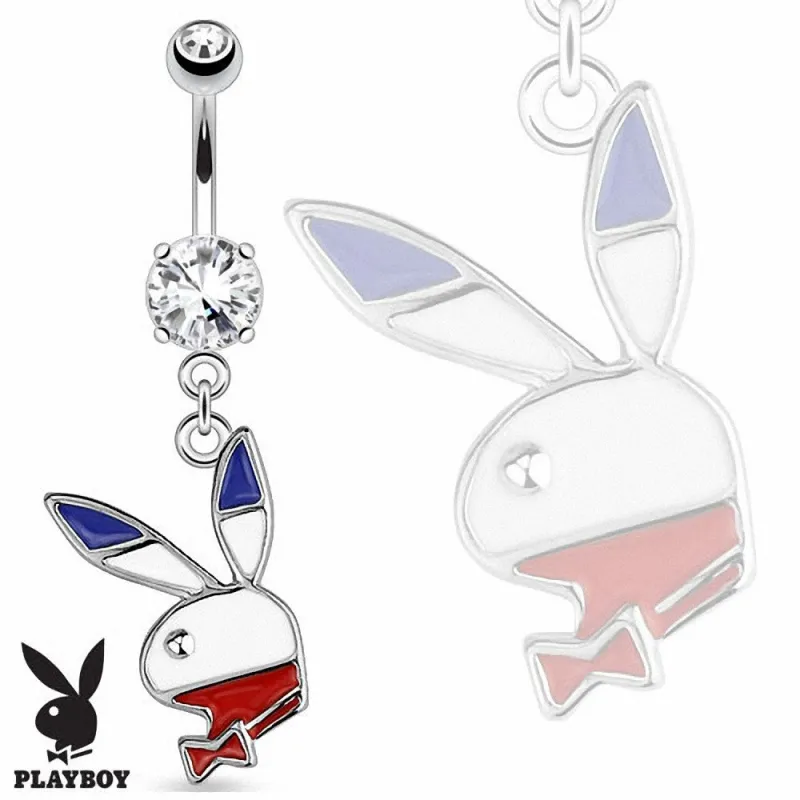 Piercing nombril Playboy bleu blanc rouge