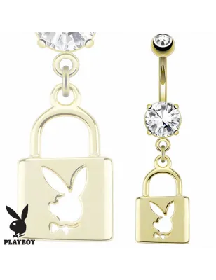 Piercing nombril Playboy plaqué or cadenas