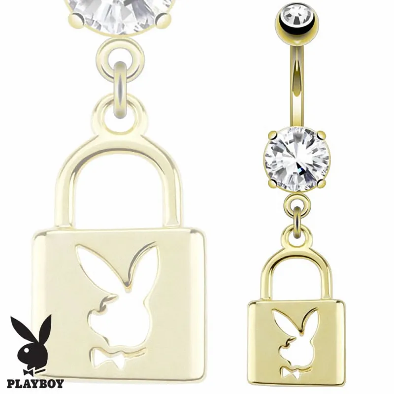 Piercing nombril Playboy plaqué or cadenas