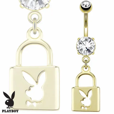 Piercing nombril Playboy plaqué or cadenas